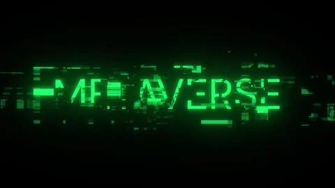 3D rendering metaverse text with screen effects of technological glitches Foto stock