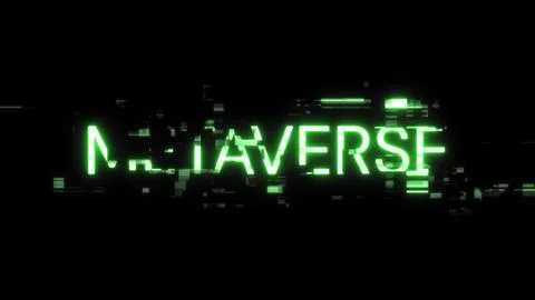 3D rendering metaverse text with screen effects of technological glitches 스톡 사진