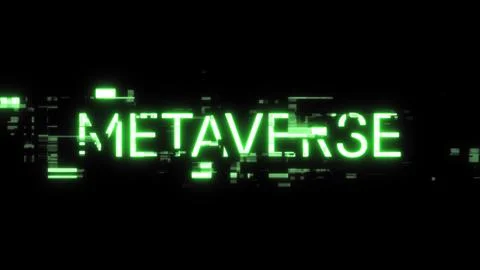 3D rendering metaverse text with screen effects of technological glitches Foto stock