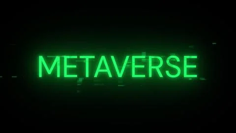 3D rendering metaverse text with screen effects of technological glitches Foto stock