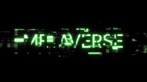 3D rendering metaverse text with screen effects of technological glitches 스톡 사진