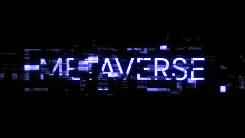 3D rendering metaverse text with screen effects of technological glitches 写真素材