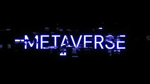 3D rendering metaverse text with screen effects of technological glitches Foto stock