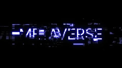 3D rendering metaverse text with screen effects of technological glitches Foto stock