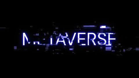 3D rendering metaverse text with screen effects of technological glitches Foto stock