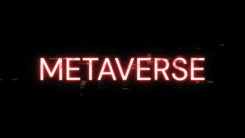 3D rendering metaverse text with screen effects of technological glitches Foto stock