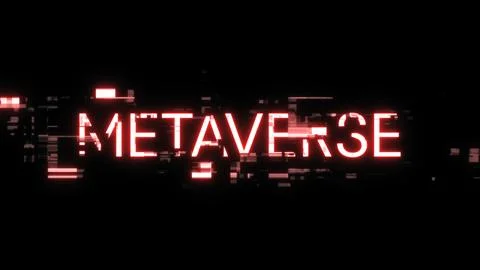 3D rendering metaverse text with screen effects of technological glitches 스톡 사진