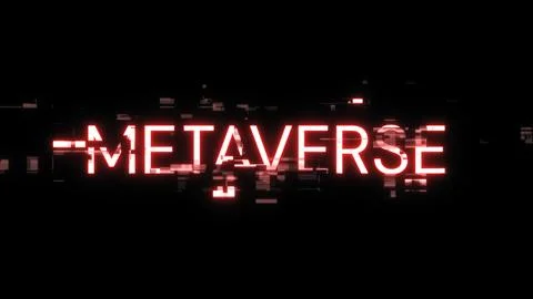 3D rendering metaverse text with screen effects of technological glitches 스톡 사진