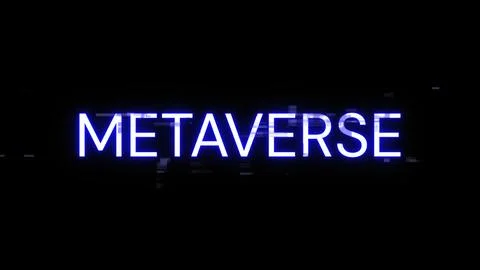 3D rendering metaverse text with screen effects of technological glitches 스톡 사진