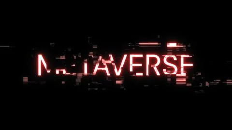 3D rendering metaverse text with screen effects of technological glitches Foto stock