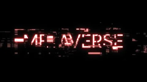 3D rendering metaverse text with screen effects of technological glitches 스톡 사진