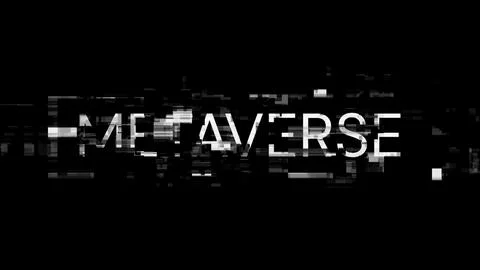 3D rendering metaverse text with screen effects of technological glitches Stock-Fotos
