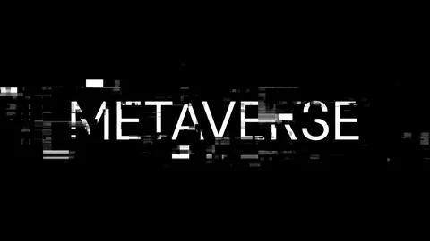 3D rendering metaverse text with screen effects of technological glitches 스톡 사진