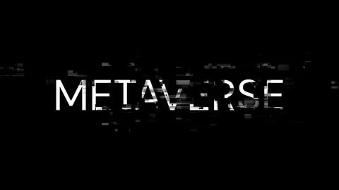 3D rendering metaverse text with screen effects of technological glitches Foto stock