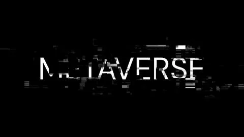 3D rendering metaverse text with screen effects of technological glitches 写真素材