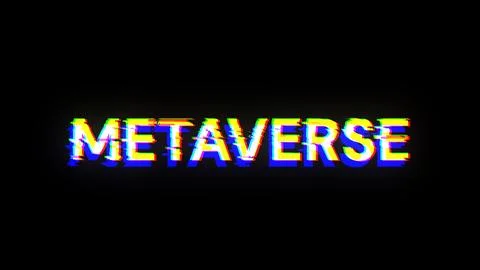3D rendering metaverse text with screen effects of technological glitches Foto stock