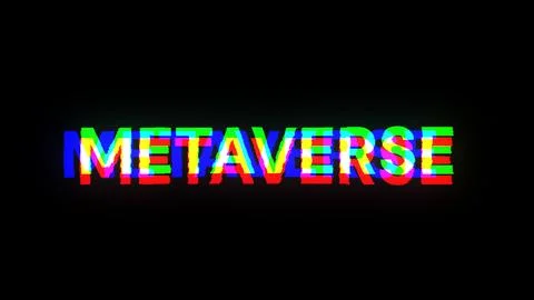 3D rendering metaverse text with screen effects of technological glitches Foto stock