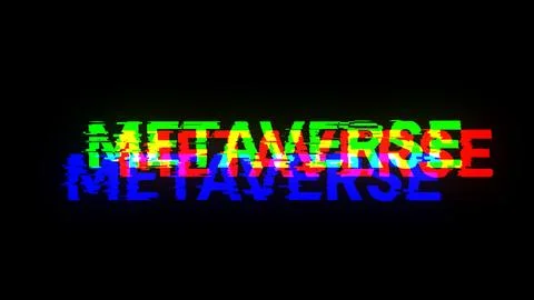 3D rendering metaverse text with screen effects of technological glitches Stock-Fotos