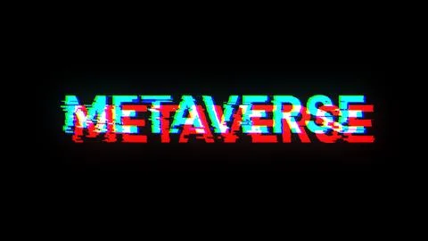 3D rendering metaverse text with screen effects of technological glitches 스톡 사진
