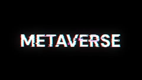 3D rendering metaverse text with screen effects of technological glitches 스톡 사진