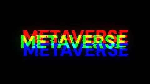 3D rendering metaverse text with screen effects of technological glitches 写真素材