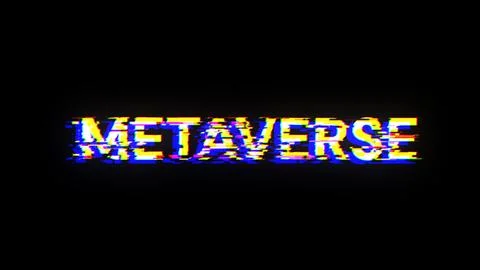3D rendering metaverse text with screen effects of technological glitches Foto stock