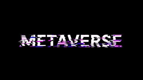 3D rendering metaverse text with screen effects of technological glitches 스톡 사진