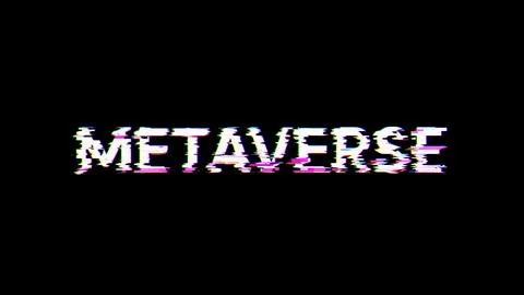 3D rendering metaverse text with screen effects of technological glitches 写真素材