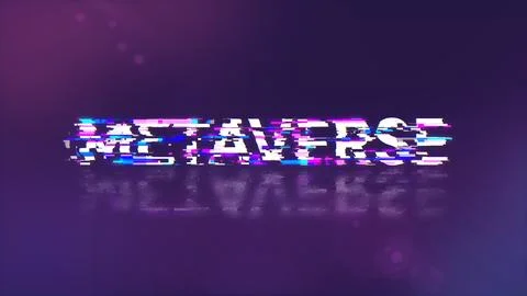 3D rendering metaverse text with screen effects of technological glitches 写真素材