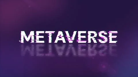 3D rendering metaverse text with screen effects of technological glitches 스톡 사진