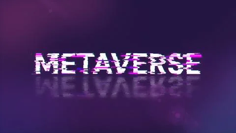 3D rendering metaverse text with screen effects of technological glitches 写真素材