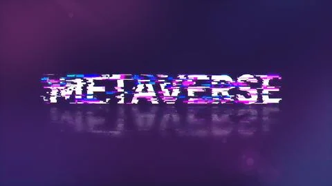 3D rendering metaverse text with screen effects of technological glitches 写真素材