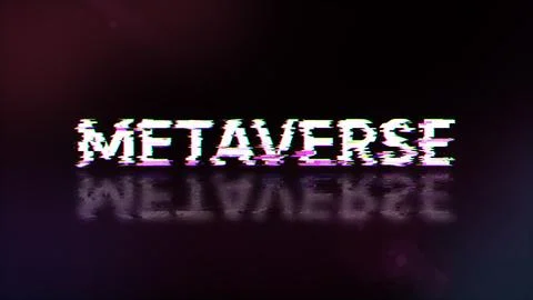 3D rendering metaverse text with screen effects of technological glitches 写真素材
