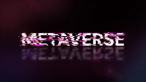 3D rendering metaverse text with screen effects of technological glitches 스톡 사진