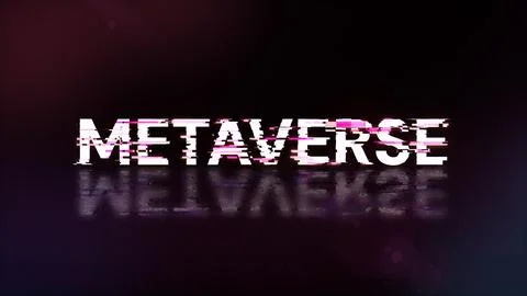 3D rendering metaverse text with screen effects of technological glitches Stock-Fotos