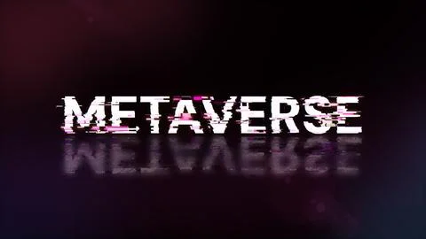 3D rendering metaverse text with screen effects of technological glitches 스톡 사진