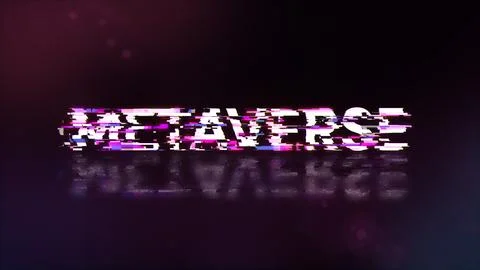 3D rendering metaverse text with screen effects of technological glitches 스톡 사진