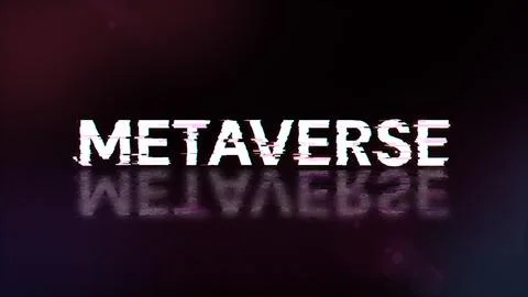 3D rendering metaverse text with screen effects of technological glitches 写真素材