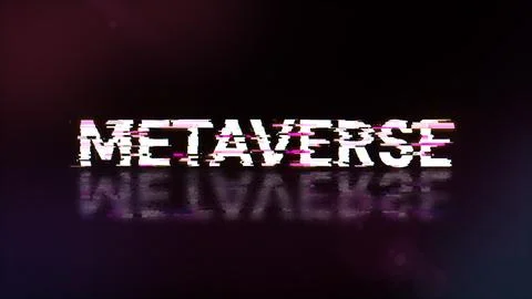 3D rendering metaverse text with screen effects of technological glitches 스톡 사진