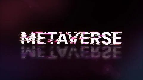 3D rendering metaverse text with screen effects of technological glitches Foto stock
