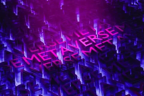 3D rendering. Metaverse word on a futuristic background. Stock Illustration