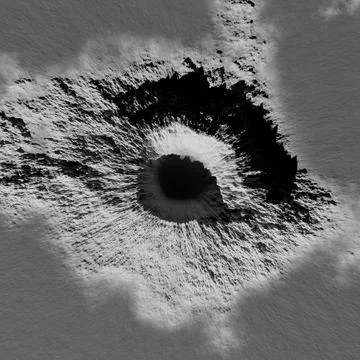 3d rendering. A meteorite crater on the surface of a satellite, moon or plane Illustrazione stock