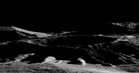3d rendering. A meteorite crater on the surface of a satellite, moon or pla.. Stock Illustration