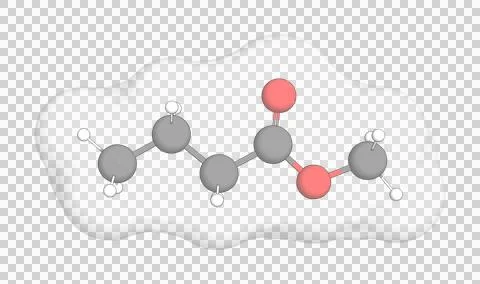 3D rendering of Methyl Butyrate over a transparent background. Stock Illustration