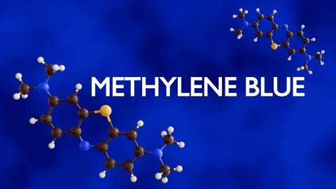 A 3D rendering of the Methylene Blue molecule or Methylthioninium Chloride Illustration