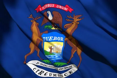 3d rendering of Michigan State flag Stock Illustration