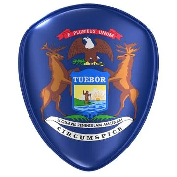 3d rendering of a Michigan USA State flag icon. Stock Illustration