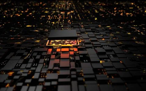 3D rendering microprocessor CPU chipset central processor unit on the illumin 스톡 일러스트