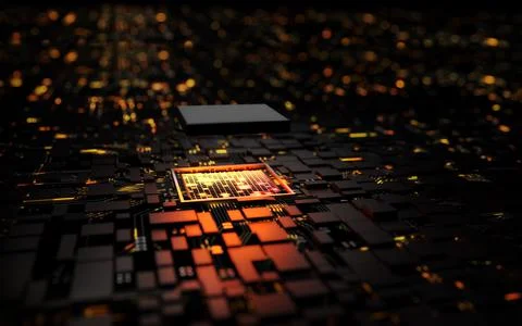 3D rendering microprocessor CPU chipset central processor unit on the illumin イラスト素材