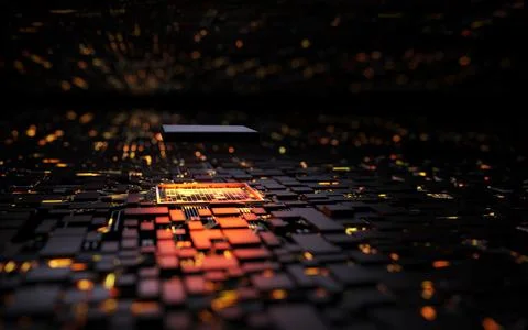 3D rendering microprocessor CPU chipset central processor unit on the illumin Stock Illustration